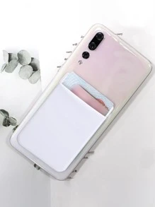 1pc Plain Adhesive Card Holder Bag - White - View 2