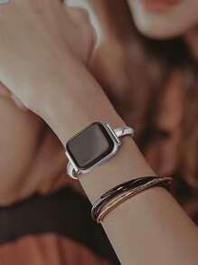 不锈钢表带，兼容38mm、40mm、41mm、42mm、44mm、45mm表径，适用于SE、Series 9、8、7、6、5、4、3、2、1等型号，纤薄百搭，男女皆宜。 - 銀色 - 查看 3