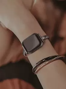 不鏽鋼錶帶相容於 Apple Watch 錶帶 38 毫米 40 毫米 41 毫米 42 毫米 44 毫米 45 毫米 Apple Watch SE 系列 9 8 7 6 5 4 3 2 1，纖薄多功能男士/女士手鐲 - 黑色 - 查看 3