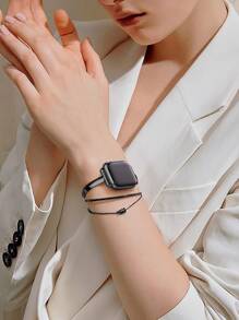 不鏽鋼錶帶相容於 Apple Watch 錶帶 38 毫米 40 毫米 41 毫米 42 毫米 44 毫米 45 毫米 Apple Watch SE 系列 9 8 7 6 5 4 3 2 1，纖薄多功能男士/女士手鐲 - 黑色 - 查看 4