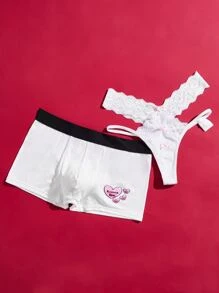 Floral 1pc Lace Bow Front Panty - White - View 4