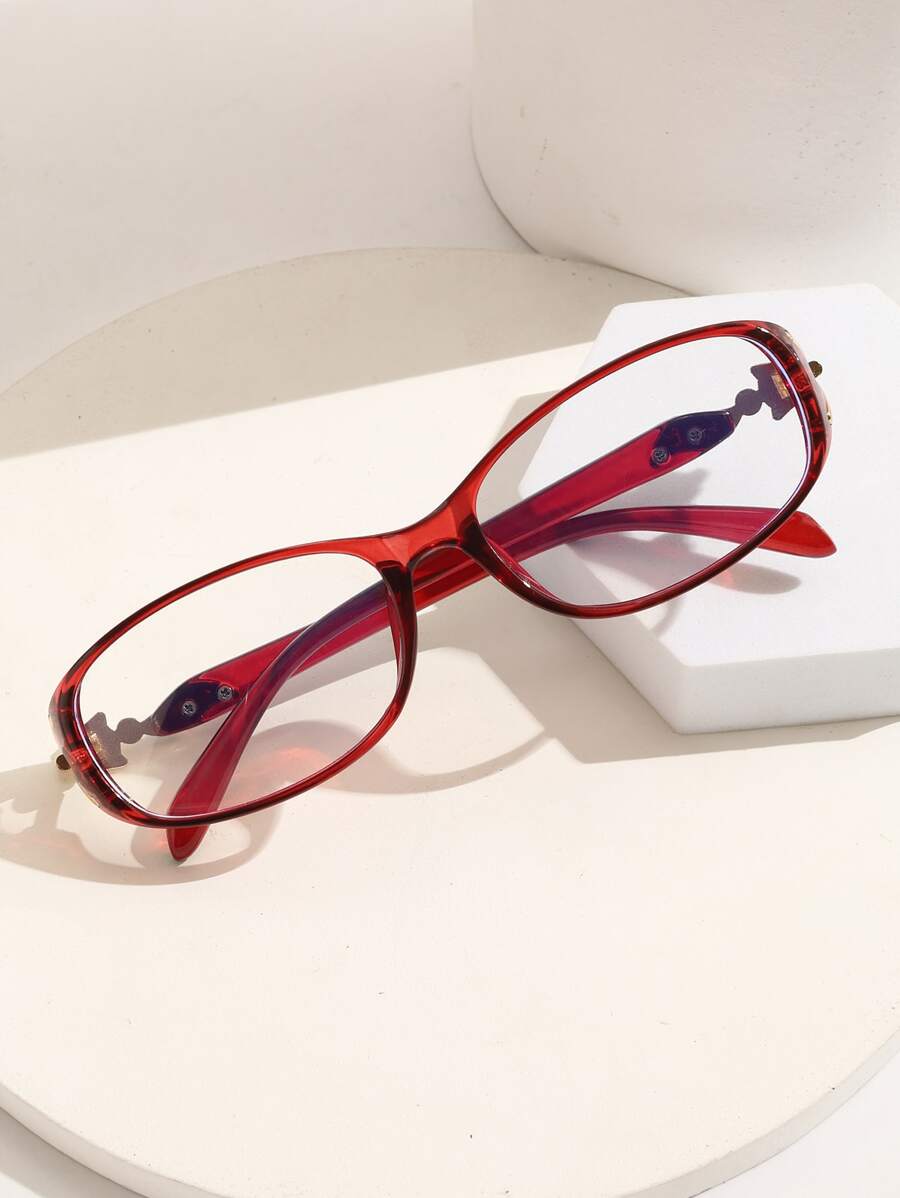 Rhinestone Animal Head Decor Square Frame Eyeglasses Boho Blue Light