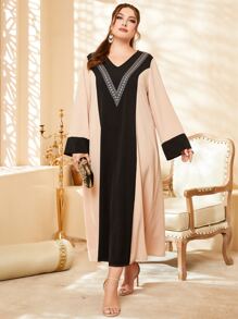 Al Najma Vestido túnico de color combinado con estampado geométrico - Multicolor - Ver 1