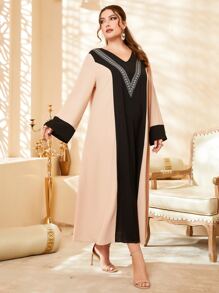 Al Najma Vestido túnico de color combinado con estampado geométrico - Multicolor - Ver 5