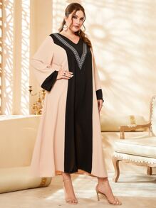 Al Najma Vestido túnico de color combinado con estampado geométrico - Multicolor - Ver 6