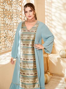 Al Najma Plus Contrast Panel Ruffle Hem Smock Dress