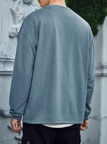 Manfinity EMRG Men Letter Graphic Drop Shoulder Sweatshirt - Dusty Blue - View 2