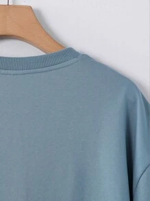 Manfinity EMRG Men Letter Graphic Drop Shoulder Sweatshirt - Dusty Blue - View 3