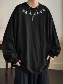 Manfinity EMRG Loose Fit Men's Letter Graphic Drop Shoulder Sweatshirt - Black - View 1