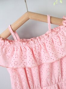 Toddler Girls Cold Shoulder Ruffle Trim Schiffy Dress - Pink - View 3