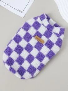 1入組格紋印花寵物背心 - 紫色 - 查看 2