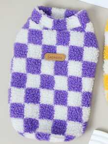 1入組格紋印花寵物背心 - 紫色 - 查看 5