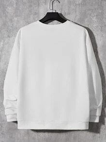 EASEVO Men Plus Bear Print Drop Shoulder Sweatshirt - White - View 2