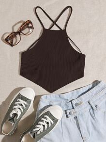 SHEIN EZwear 十字交叉後背繫帶吊帶上衣