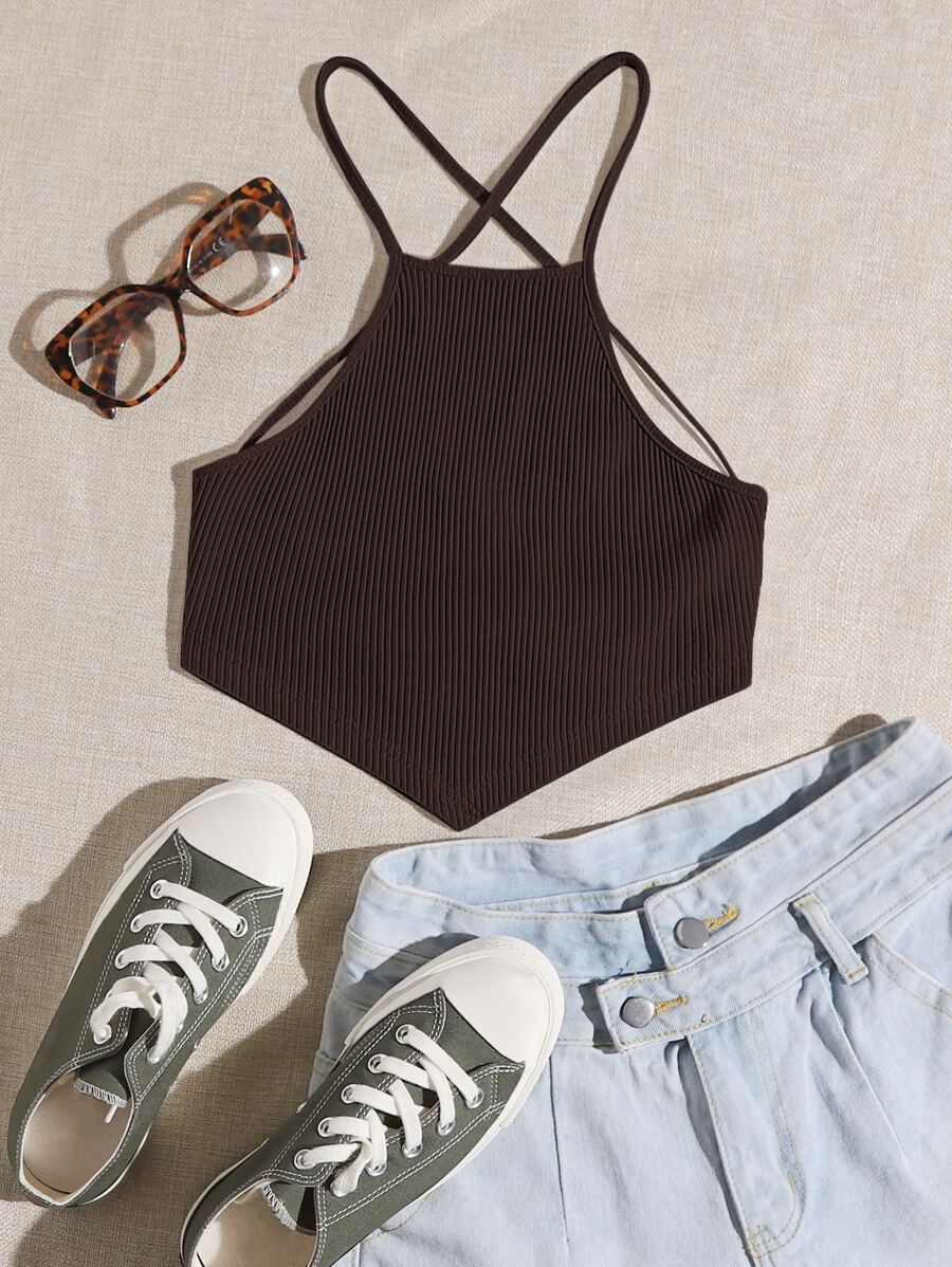 SHEIN EZwear 十字交叉後背繫帶吊帶上衣