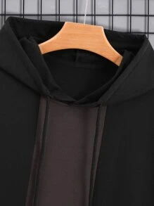 Manfinity Men Letter Graphic Drawstring Hooded Sweatshirt - Black - View 3