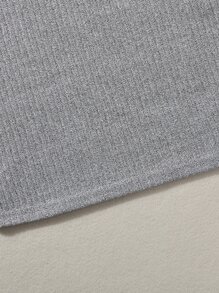 SHEIN Girls Rib-knit Fitted Dress - Grey - View 3