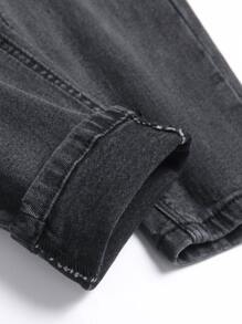 Manfinity Hombres Jeans ajustados desgarro - Gris Oscuro - Ver 3