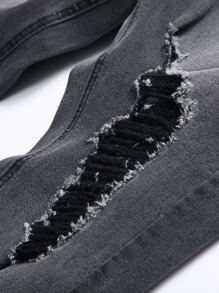 Manfinity Hombres Jeans ajustados desgarro - Gris Oscuro - Ver 6