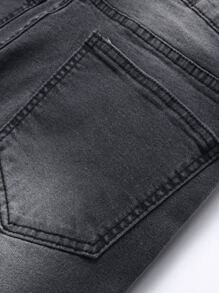 Manfinity Hombres Jeans ajustados desgarro - Gris Oscuro - Ver 7