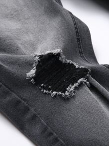 Manfinity Hombres Jeans ajustados desgarro - Gris Oscuro - Ver 8