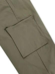 Manfinity Men Drawstring Hem Cargo Trousers - Army Green - View 6