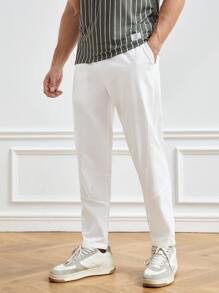 Manfinity RebelGame Men Slant Pocket Solid Trousers - White - View 1
