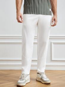 Manfinity RebelGame Men Slant Pocket Solid Trousers - White - View 5