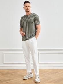 Manfinity RebelGame Men Slant Pocket Solid Trousers - White - View 6