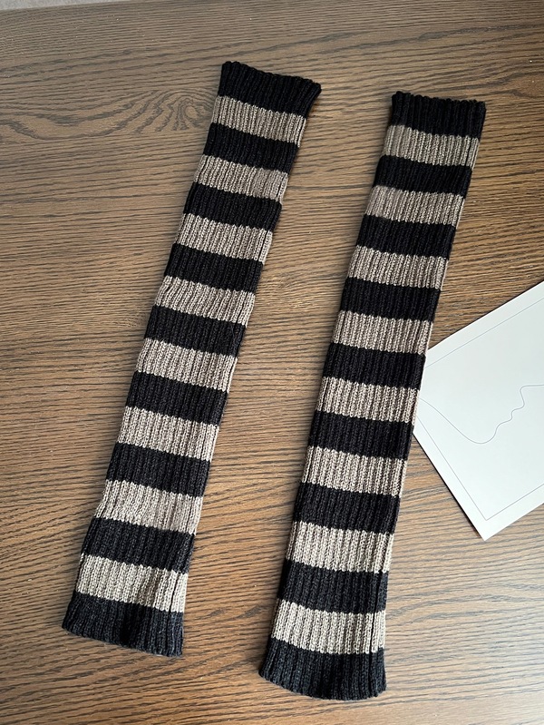 1pair Striped Extra Long Knit Patchwork Arm Warmers SHEIN USA