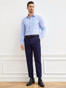 Manfinity NiteLyfe Men Striped Print Pocket Patched Shirt - Blue and White - View 7