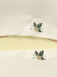 Tween Girl Butterfly Print Bra & Panty Set - Beige - View 3