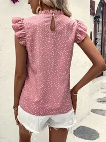 Breezaya Blusa de lunares ribete con fruncido - Rosa - Ver 2