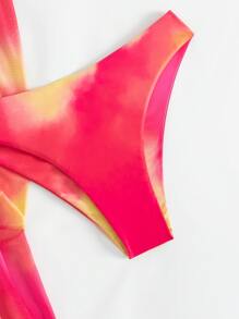 迭染系帶露背泳衣套裝，搭配沙灘裙，適用於夏季沙灘 - 彩色 - 查看 5