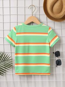 Toddler Boys Striped & Letter Graphic Tee - Green - View 2