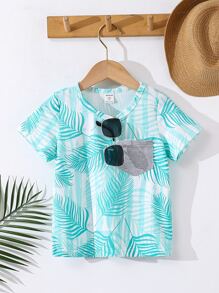 Toddler Boys Tropical Print Tee - Mint Blue - View 1