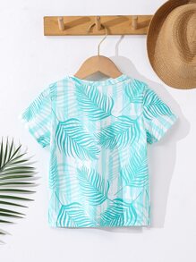 Toddler Boys Tropical Print Tee - Mint Blue - View 2