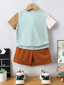 Toddler Boys Bear & Letter Graphic Tee & Shorts - Multicolor - View 2