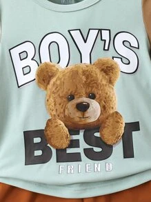 Toddler Boys Bear & Letter Graphic Tee & Shorts - Multicolor - View 3