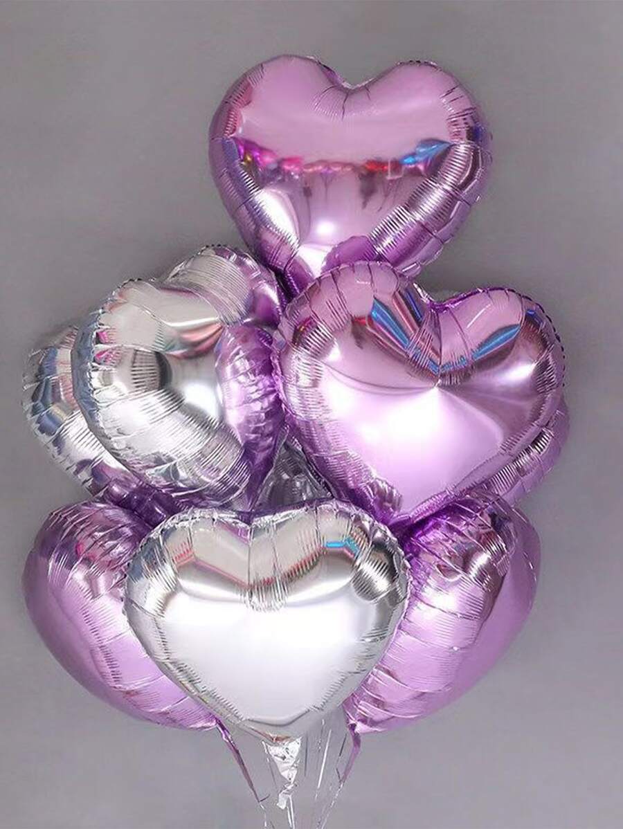 Globo en forma de corazón de 6 piezas, globo decorativo de corazón de PE metálico para boda, fiesta, vacaciones, cumpleaños