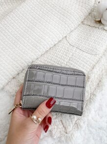 鳄鱼压纹翻盖石压纹拉链小钱包 多卡位卡片收纳盒 轻便多层便携式身份证卡片 时尚现代 周年纪念 情人节 生日礼物 情侣礼物 女孩礼物 女士礼物 包 学校用品 学校用品 宿舍及返校礼物 卡夹 钱包 名片夹 信用卡夹 女士 女士钱包 迷你钱包 钱包 卡包 - 灰色 - 查看 2