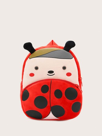 1入組男女通用瓢蟲形狀毛絨兒童背包適合四季日常使用