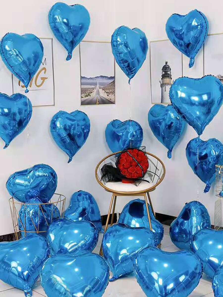 6 Piezas De Globos De Aluminio Azul Flotantes Para Decoración De Bodas, Ducha Nupcial, Cumpleaños, En Forma De Corazón, De Durazno Y De Amor - azul real - Ver 1
