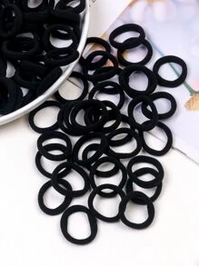 100个少女纯色弹力发圈 - 黑色 - 查看 3