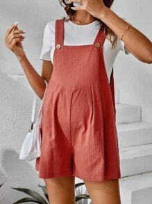 SHEIN Maternity Solid Tee & Overall Romper - Multicolor - View 4