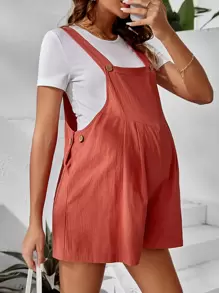 SHEIN Maternity Solid Tee & Overall Romper - Multicolor - View 5