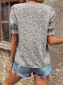 SHEIN LUNE 碎花泡泡袖襯衫 - 彩色 - 查看 2