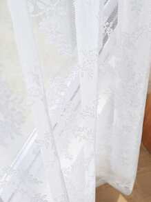 1入組小玫瑰設計竿口袋薄透窗戶窗簾製成法語滌綸纖維,適用於客廳,臥室,凸窗 - 白色 - 查看 5