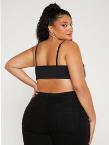 SHEIN CURVE+ Plus Rhinestone Detail Crop Cami Top - Multicolor - View 2