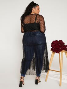 SHEIN CURVE+ Plus Floral Mesh Dress Without Cami Top - Black - View 2